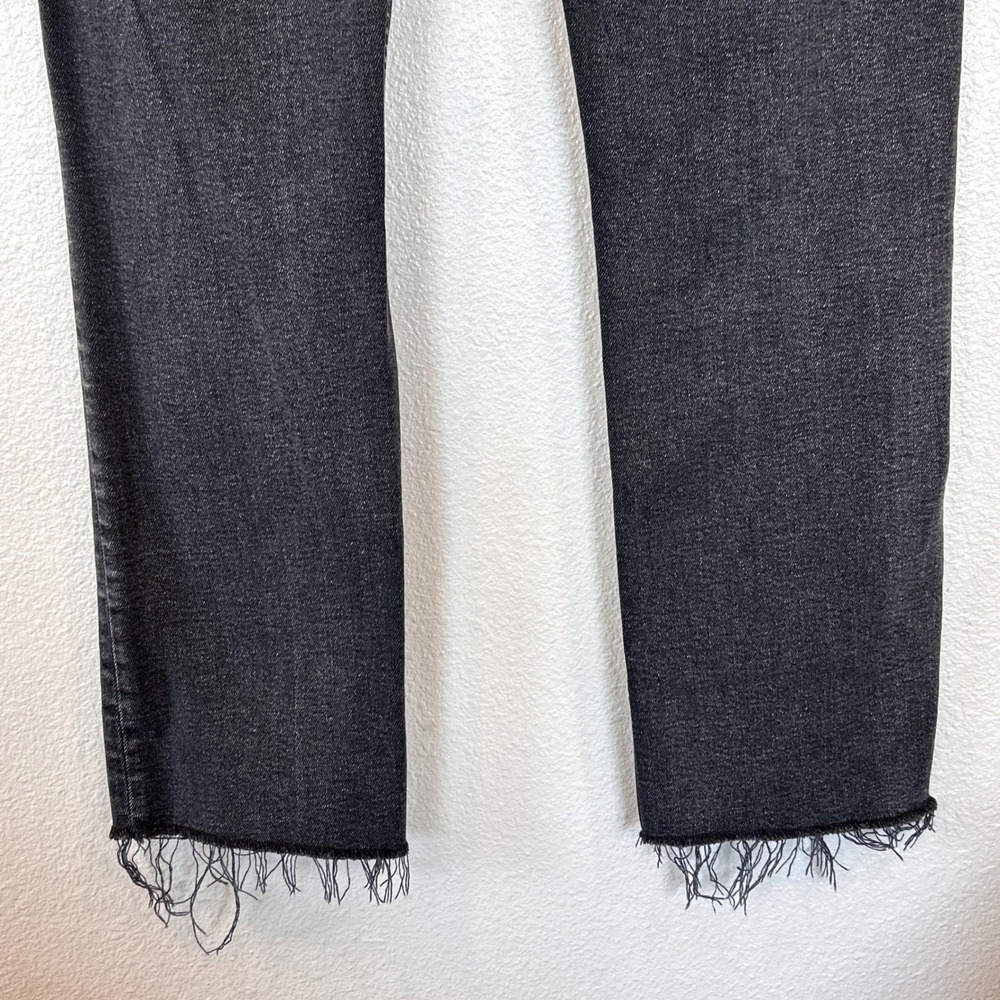 Gap Vintage Slim Sky High Jeans Womens 28 6R Washed Black Raw Hem Stretch Denim - Picture 10 of 11